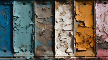 a close up of a wall with peeling paint