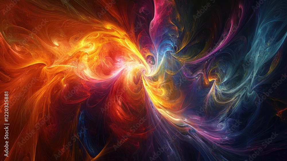 Aufkleber A striking abstract visual featuring colorful streams of light converging, creating a mesmerizing effect. Perfect for digital art, backgrounds, and creative projects.