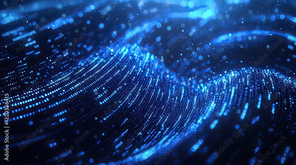 Poster A captivating digital background featuring glowing blue binary code, representing the fundamental concepts of data and technology in modern computing. Ideal for tech-rela