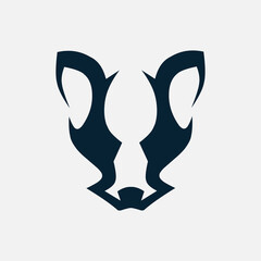 Raccoon minimalist logo. Simple negative space animal business design. Isolated with soft background.