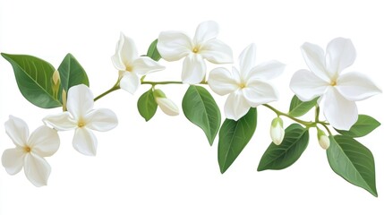 Fototapeta premium Elegant White Blossoms: A Delicate Branch of Jasmine Flowers
