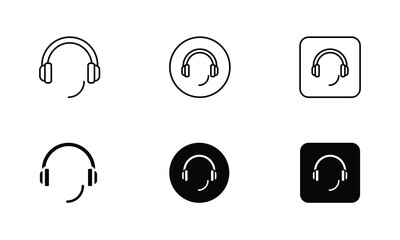 Headset, microphone, Headphones, customer service, earphones, Outline icon, signs and more, perfect for websites, apps, and print projects; these scalable icons are fully customizable for print.