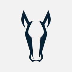 Horse minimalist logo. Simple negative space animal vector design. Isolated with soft background.
