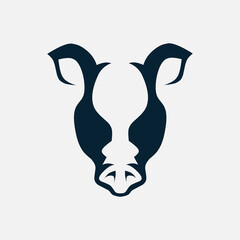 Pig pork minimalist logo. Simple negative space animal business brand design. Isolated with soft background.