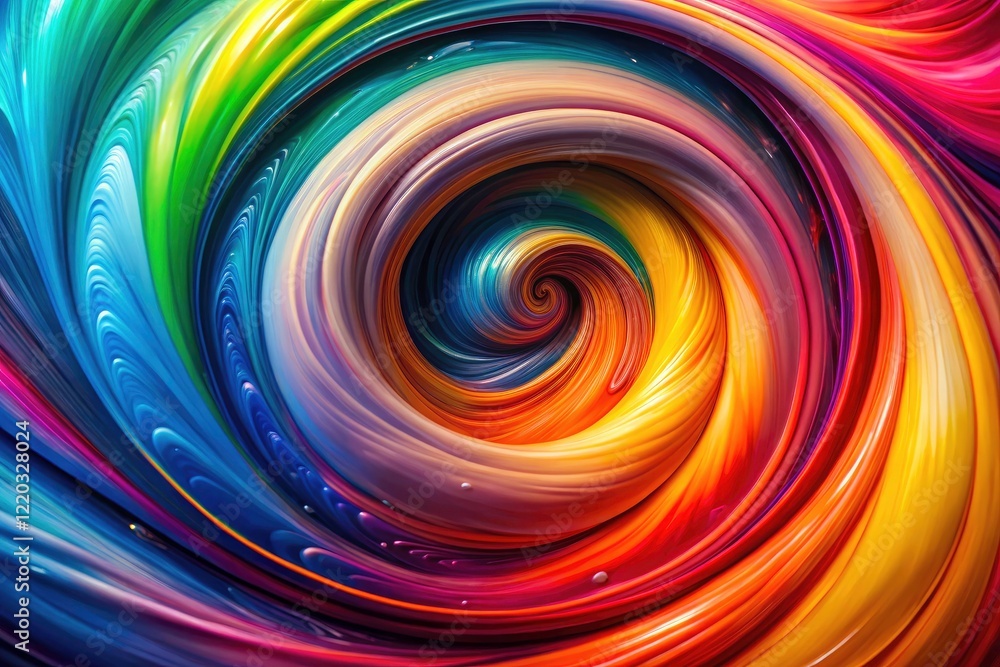 Poster vibrant rainbow swirls explode in this macro photograph, creating a colorful, textured, and abstract