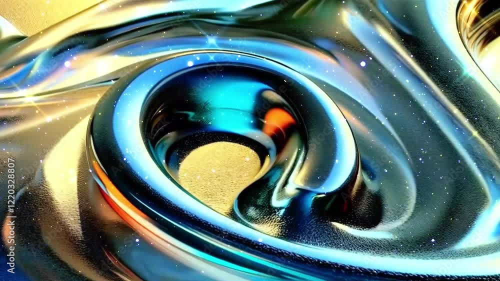 Poster 3d rendering abstract metallic surface animation
