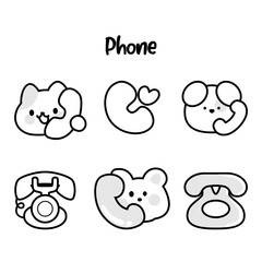 cute phone icon vector design black white