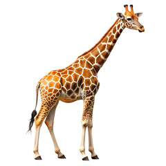 Obraz premium Elegant Giraffe Isolated on Black Background Wildlife Zoo Tall Long 