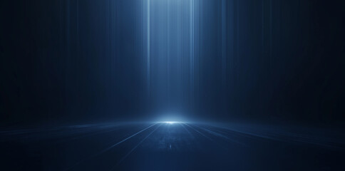 blue light background，Simple space light beam shining down from above background