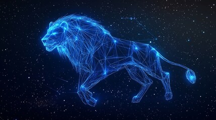 Fototapeta premium Leo Constellation: A Celestial Lion in the Night Sky