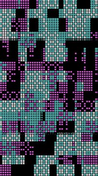 Abstract Pixel Art 8 bit Loop Animation with colorful ASCII Geometric Patterns