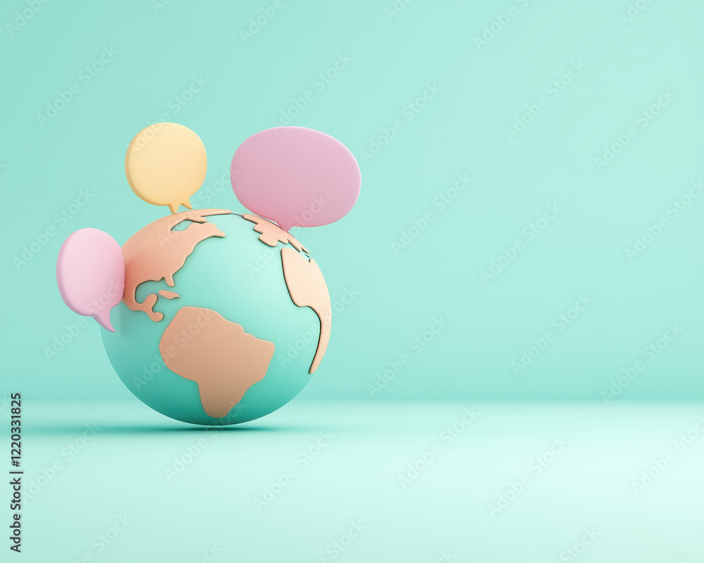 Aufkleber diverse speech bubbles forming shape of globe, symbolizing global communication and connection. colo