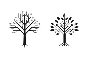 Obraz premium a symbolic logo of a circuit board that minimalist tree