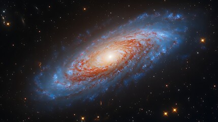 Naklejka premium A beautiful spiral galaxy in the night sky glowing