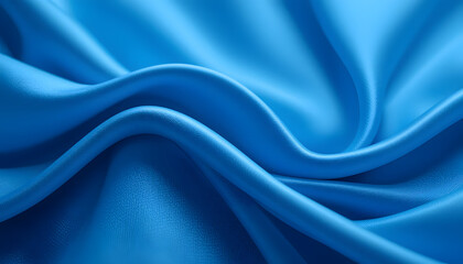 Obraz premium Luxurious Blue Satin Silk Texture in 4K Resolution, Featuring Soft Flowing Waves for Fashion, Interior, and High-End Design Projects.