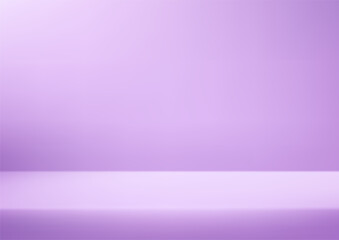 Obraz premium Empty purple studio room background. Empty Room Studio with table. Space for selling products, backdrop, wallpaper, background, text. Gradient table. Vector illustration.