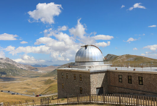 Assergi, AQ, Italy - August 20, 2020: astronomical observatory in the place called CAMPO IMPERATORE