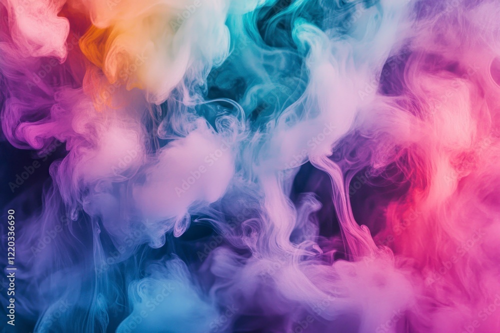 Poster an abstract digital painting of colorful smoke, with swirling patterns and vibrant colors creating a