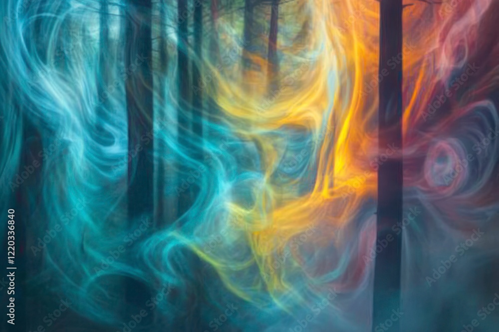 Poster an abstract digital painting of colorful smoke, with swirling patterns and vibrant colors creating a
