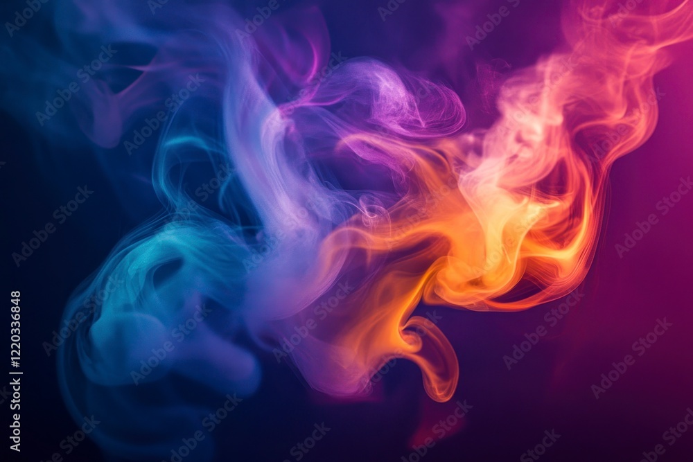 Poster an abstract digital painting of colorful smoke, with swirling patterns and vibrant colors creating a