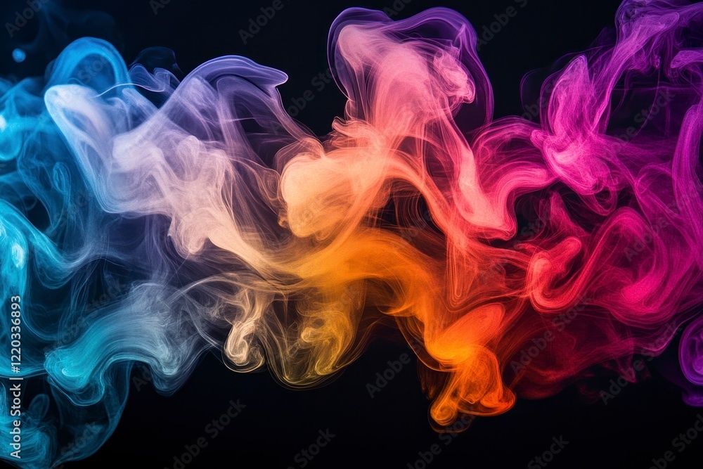Poster an abstract digital painting of colorful smoke, with swirling patterns and vibrant colors creating a