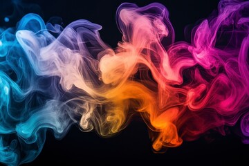 Fototapeta premium An abstract digital painting of colorful smoke, with swirling patterns and vibrant colors creating an otherworldly atmosphere. 