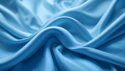High-Resolution 4K Image of Blue Silk Satin Fabric with Gentle Waves, Perfect for Backgrounds, Branding, and Elegant Design Needs.