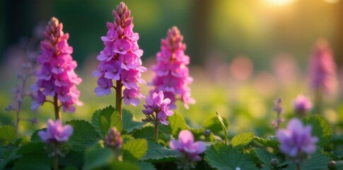 Fototapeta premium Delicate wood forget me no flowers in clusters, flowers, nature