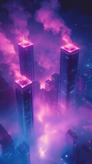 Obraz premium Retro futuristic background showcasing a digital grid and glowing horizon, designed in a timeless comic book illustration style