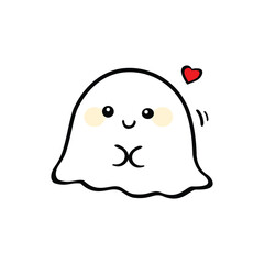 Cute friendly ghost. Vector illustration isolated on white background