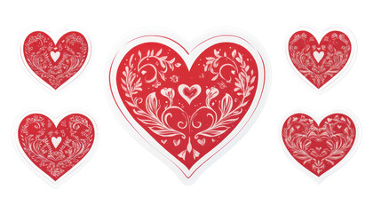 Set of red heart shapes symbolizing love, romance, and celebration, perfect for Valentine's Day, weddings, or holiday decorations, featuring a vector illustration in pink and red tones