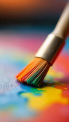 Fototapeta premium Vibrant Colorful Brush Strokes on Canvas in Artistic Expression