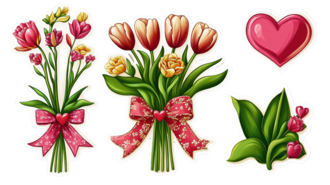 A beautiful bouquet of red tulips isolated on white background, perfect for spring decoration or a thoughtful gift