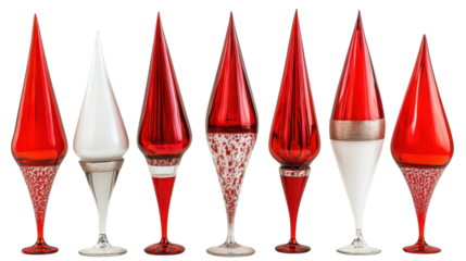 A room decoration that looks like a wine glass with a large red teardrop inside.