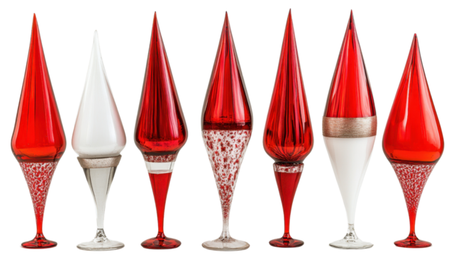 A room decoration that looks like a wine glass with a large red teardrop inside.