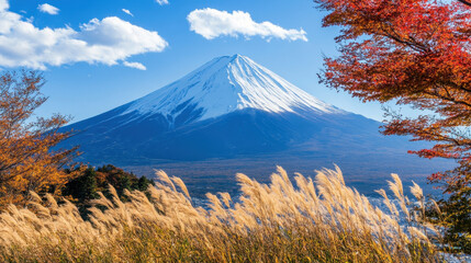 Fototapeta premium Majestic Snow-Capped Mountain Under Clear Sky