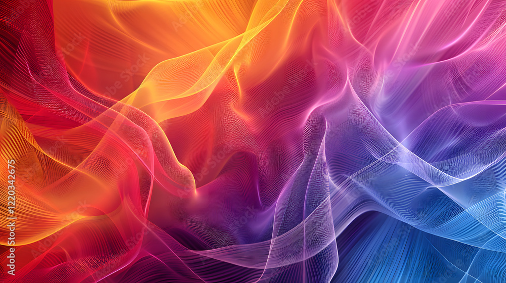Poster vibrant abstract background featuring a smooth color mesh gradient, generative ai