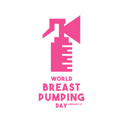World Breast Pumping Day. January 27. White background.