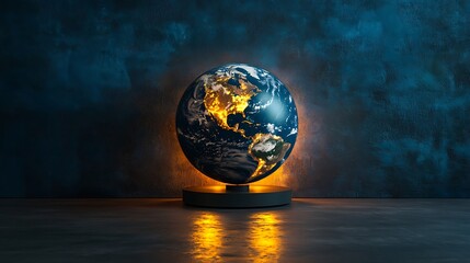 3D rendering of the Earth with a dark blue background