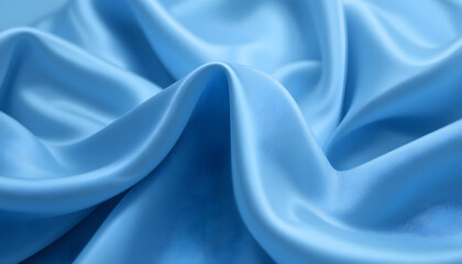 Fototapeta premium Smooth and Shiny Blue Silk Satin Fabric with Flowing Waves, High-Resolution 4K Close-Up for Luxury Fashion and Elegant Visual Projects.