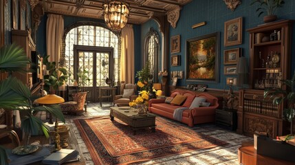 Obraz premium 3d rendering of furnished home apartment 