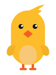 Chick vector icon. Yellow chicken silhouette symbol isolated on white background. Baby chick cartoon. Chicken flat vector element from bird collection. Vector illustration. EPS 10
