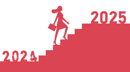 Businesswoman upstairs to new year