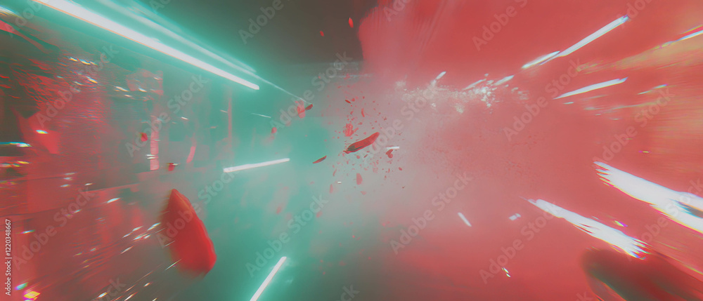 Aufkleber dynamic interaction of light streaks and virtual forces in a 3d environment