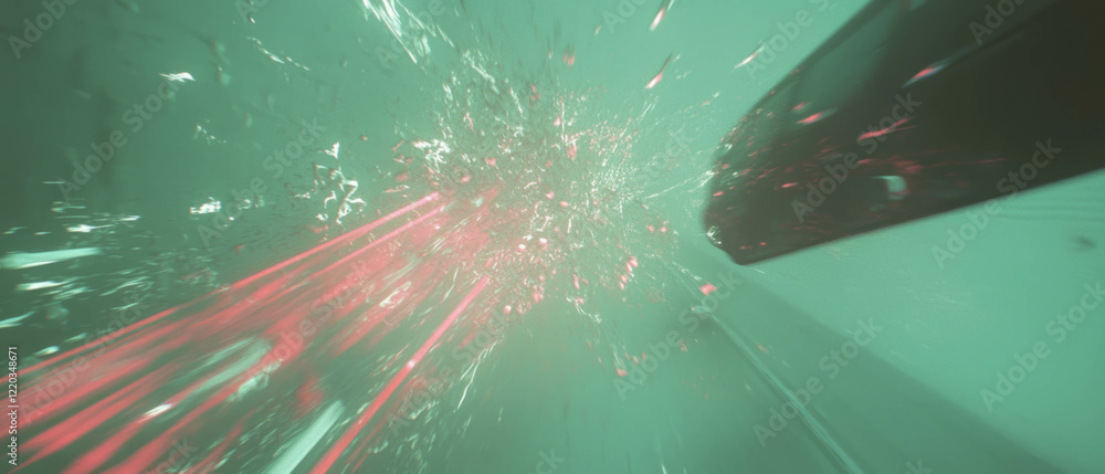 Poster dynamic abstract visualization of streaks and glowing streams in a futuristic setting