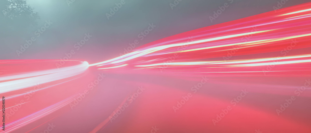 Poster streaks of light create an abstract atmosphere through smoke and fog in a dynamic visualization