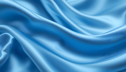 Obraz premium Luxurious Blue Satin Silk Texture in 4K Resolution, Featuring Soft Flowing Waves for Fashion, Interior, and High-End Design Projects.