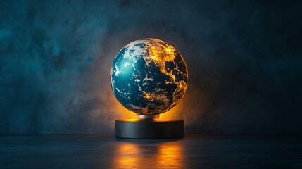 3D rendering of the Earth with a dark blue background
