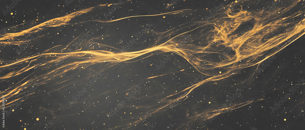 Poster abstract representation of cosmic movement with luminous trails and glowing energy flows
