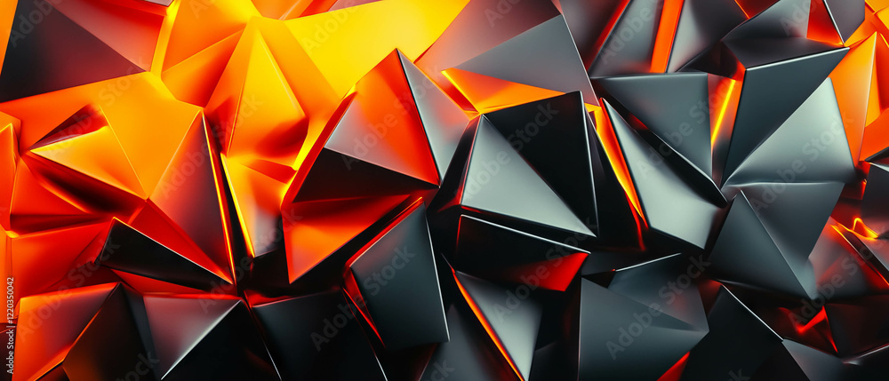 Poster dynamic interplay of abstract cones and sharp shapes in vibrant colors